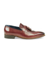 AZOR Mens Semi - Square Tuscany Slip On Shoes Burgundy UK 7 to UK 12