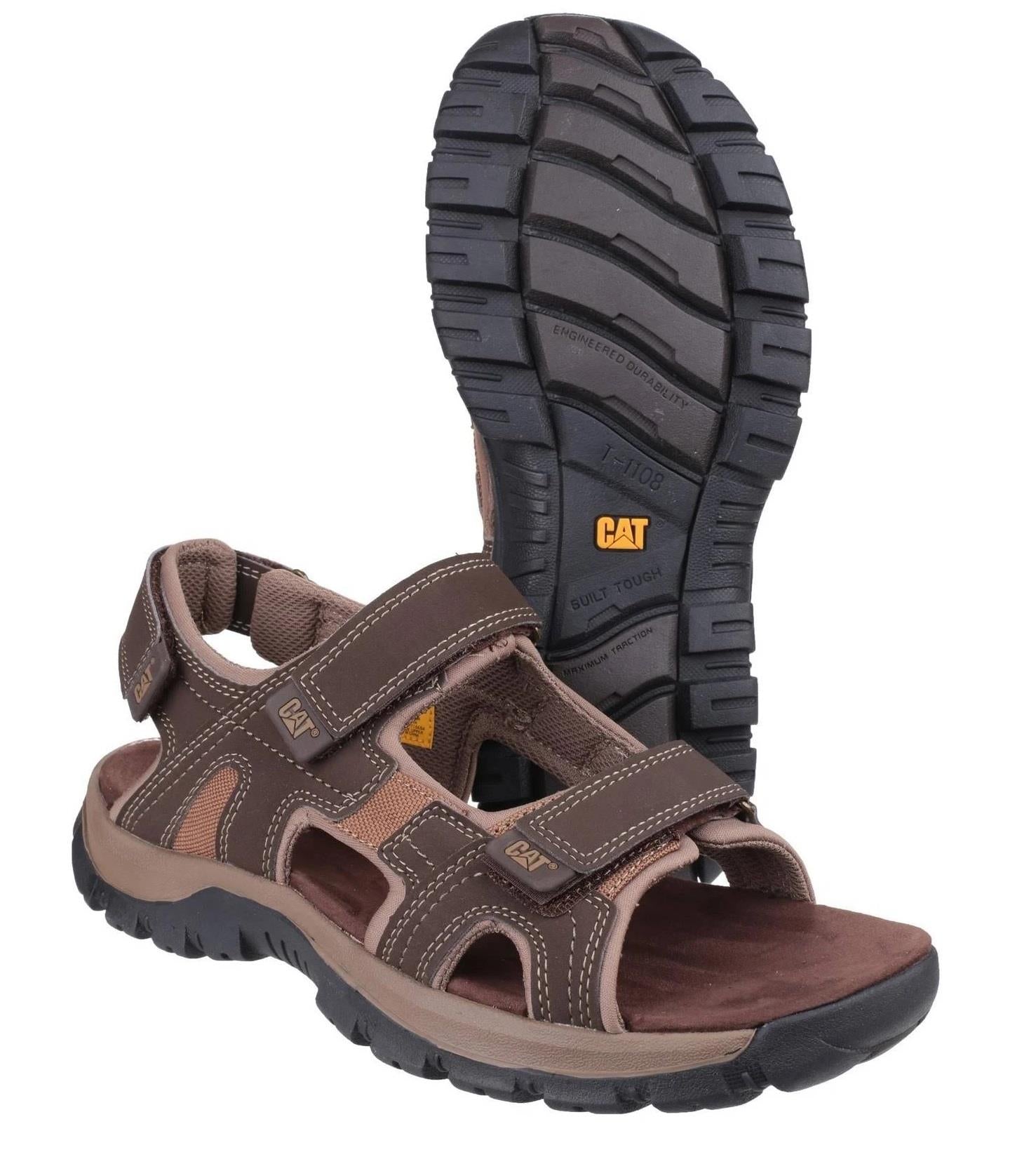 CAT Mens Wide Fit Giles Rugged And Durable Sandals in Dark Brown (P716654)