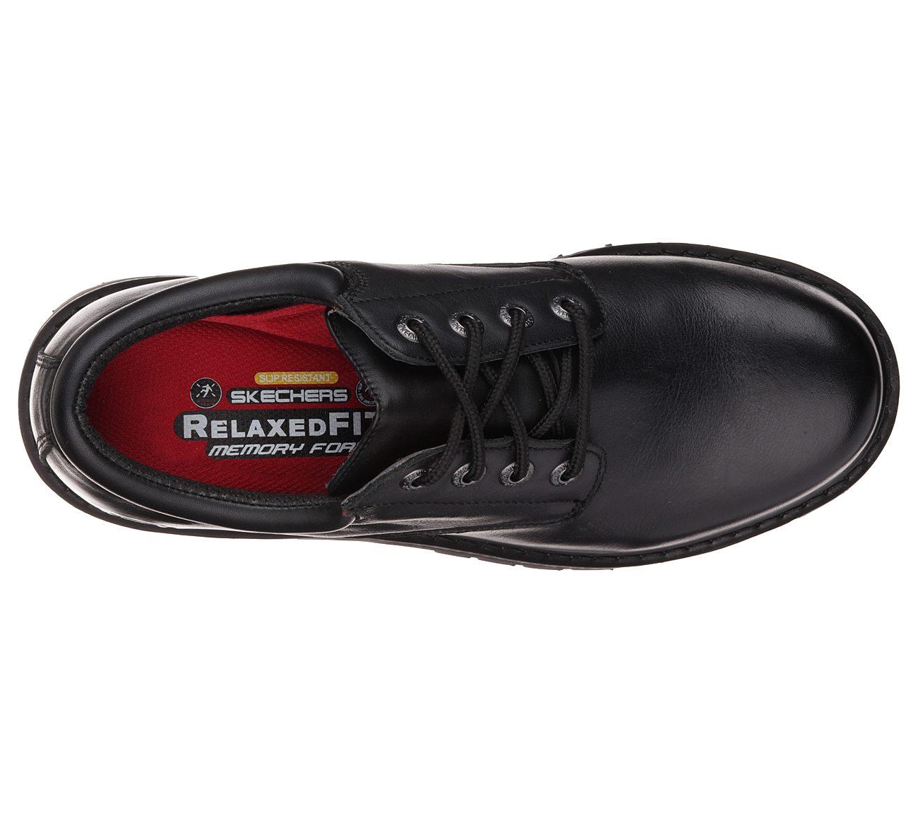 SKECHERS Men's Relaxed Fit - Cottonwood - Elks SR Work Shoes in Black