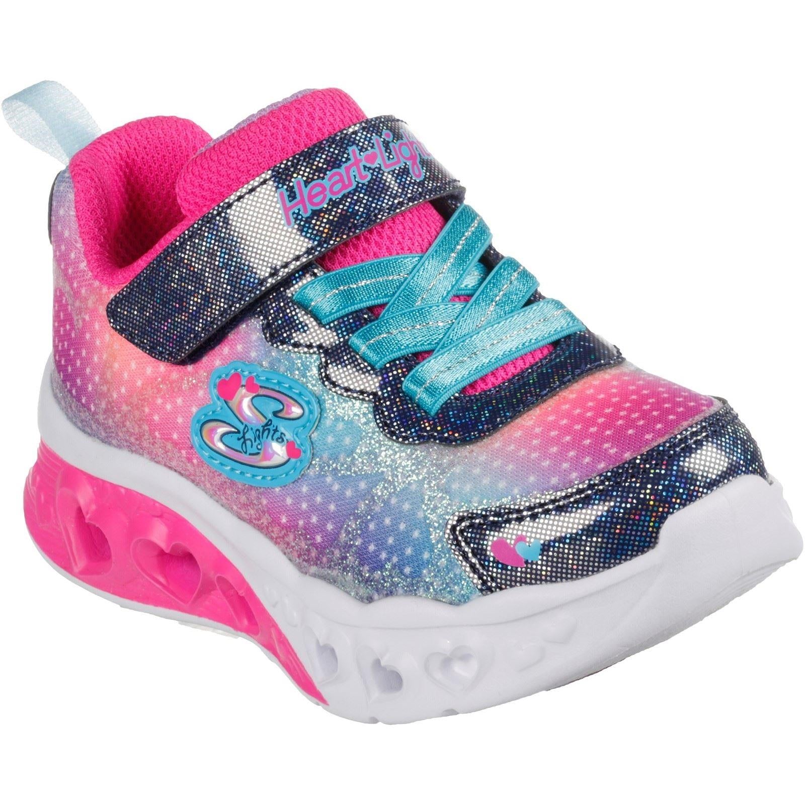 Skechers (GAR302315N) Childrens Sports Flutter Heart Lights Simply Love Shoes in UK 4 to 9