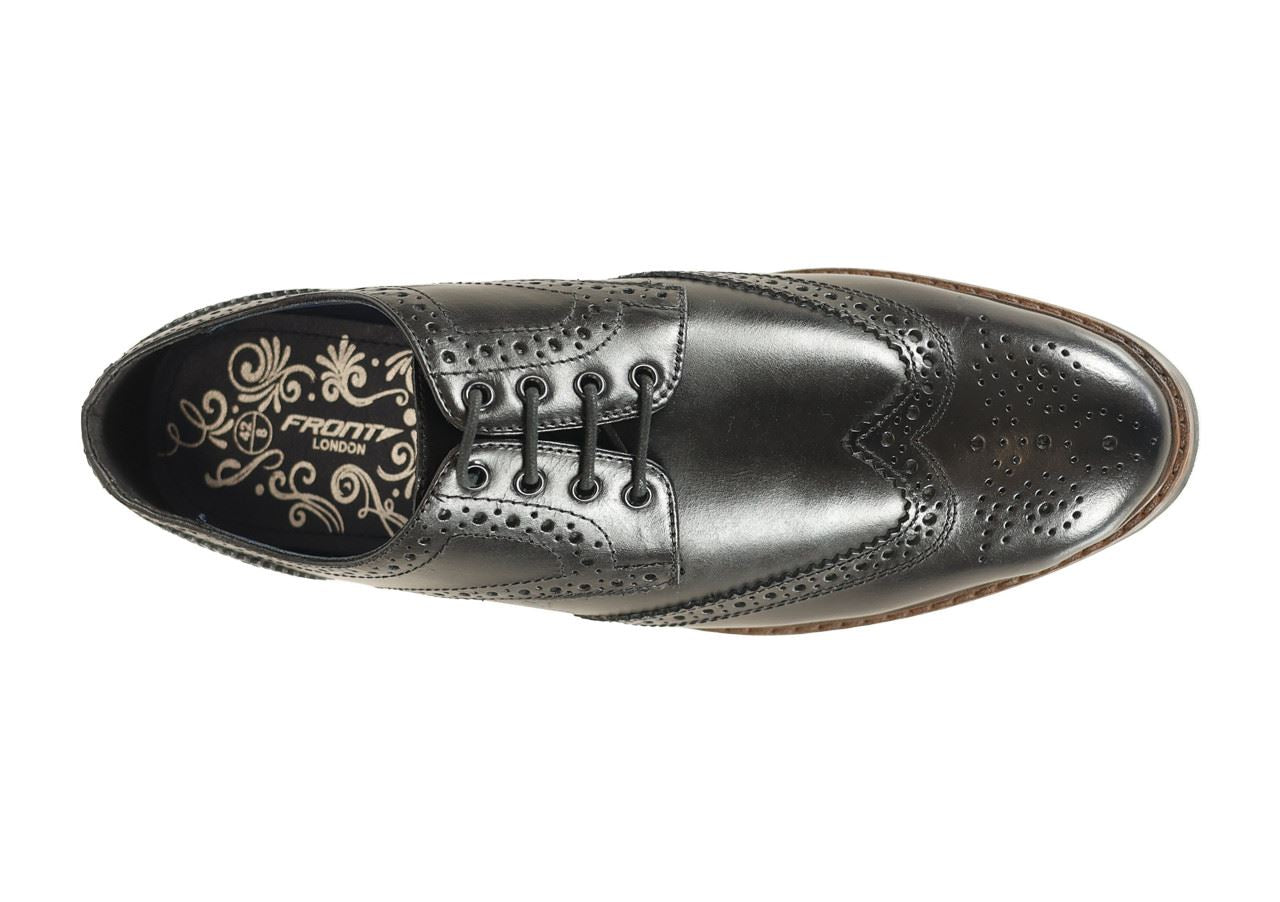 Front Morrison Leather Brogues Shoe For Men in Black, 7 to 14 Sizes