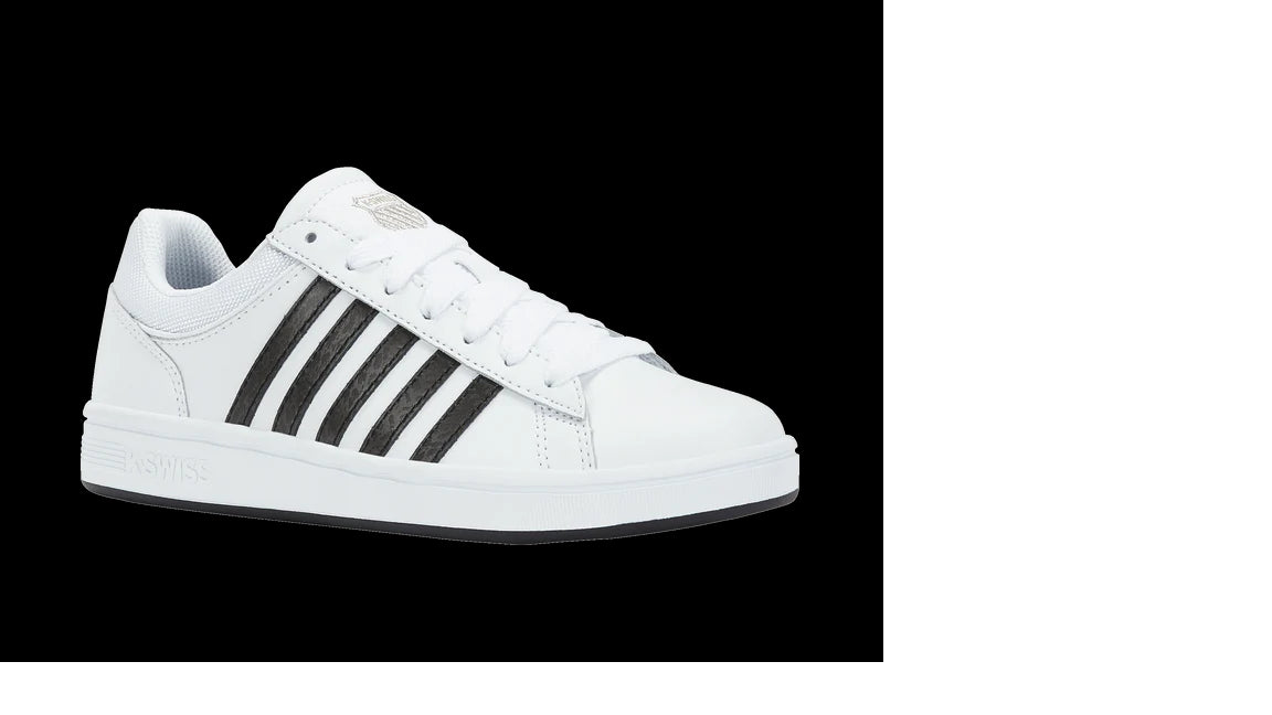 K-Swiss Mens Court Winston Leather Sneakers in White/Black/Black