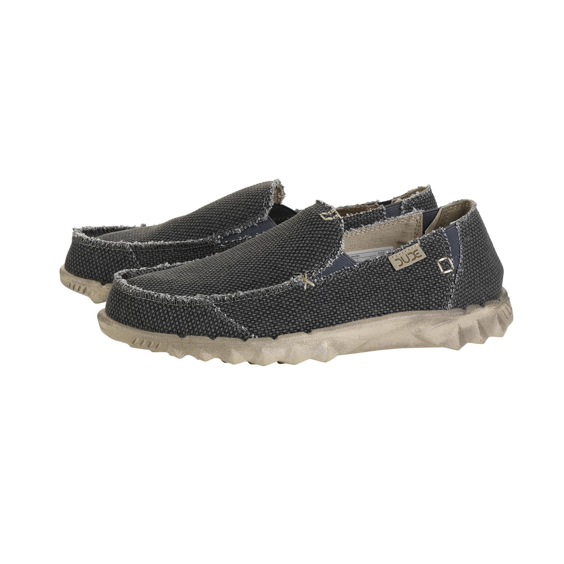 DUDE Shoes Farty Natural Black Easy Slip on Shoes