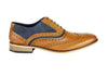 Front Spencer Leather Brogues Shoe For Men in Tan/Navy, 7 to 14 Sizes