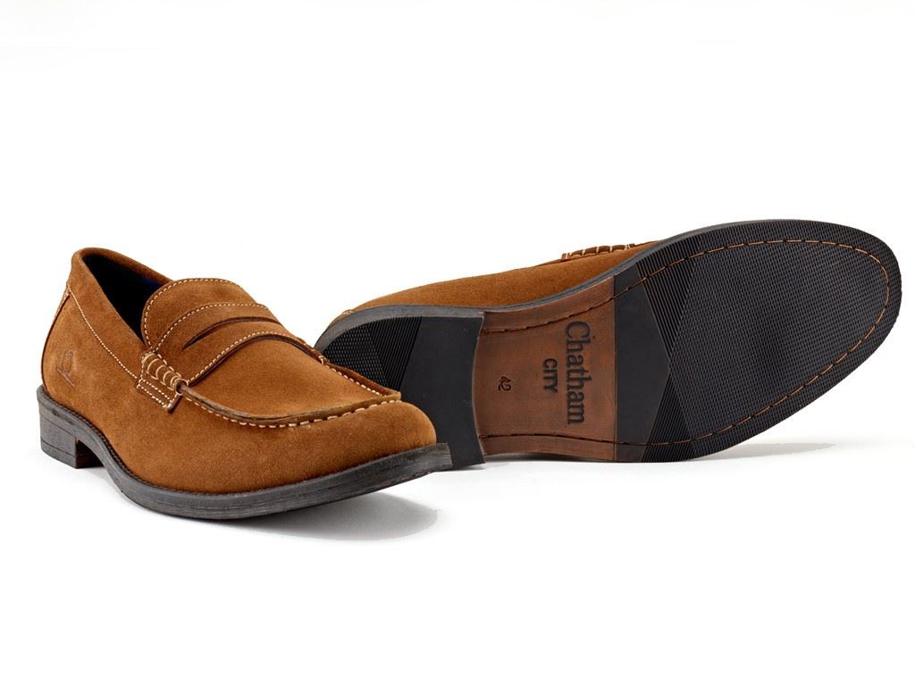 Chatham Perth Penny Loafers Amber Suede Shoes