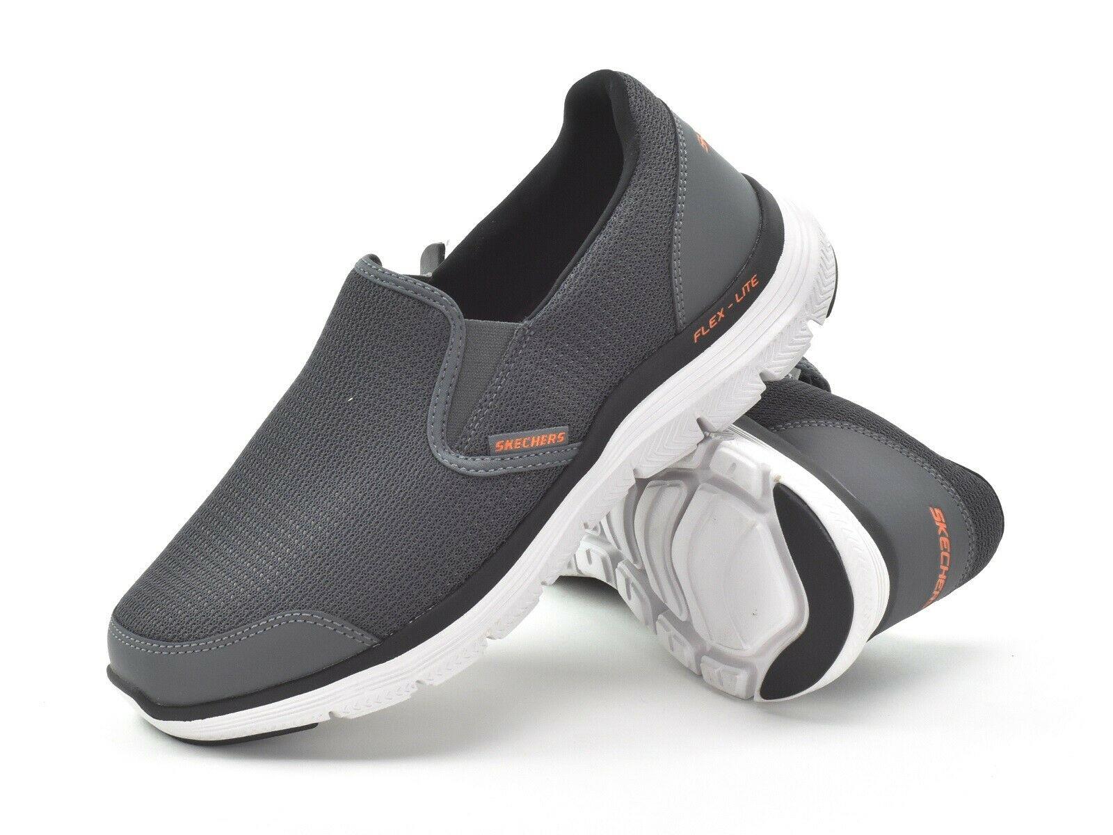 SKECHERS Men's Flex Advantage 4.0 Slip On Sneakers in Charcoal/Orange