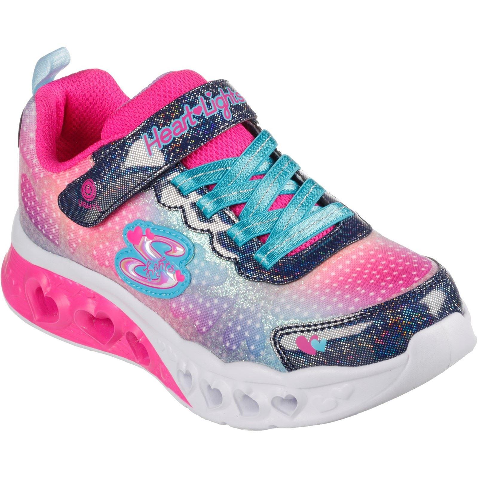 Skechers (GAR302315L) Childrens Sports Flutter Heart Lights Simply Love Shoes in UK 1.5 to 13.5