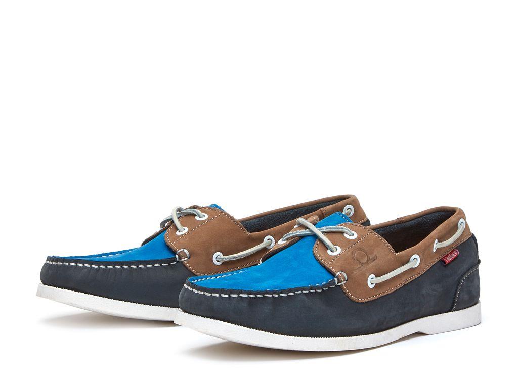 Chatham Mens Galley II Blue/Navy/Taupe  Premium Leather Boat Shoes