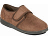 Padders Wide Fit Touch Strap House Slippers (Charles) in Brown Microsuede in Size UK6 to UK13